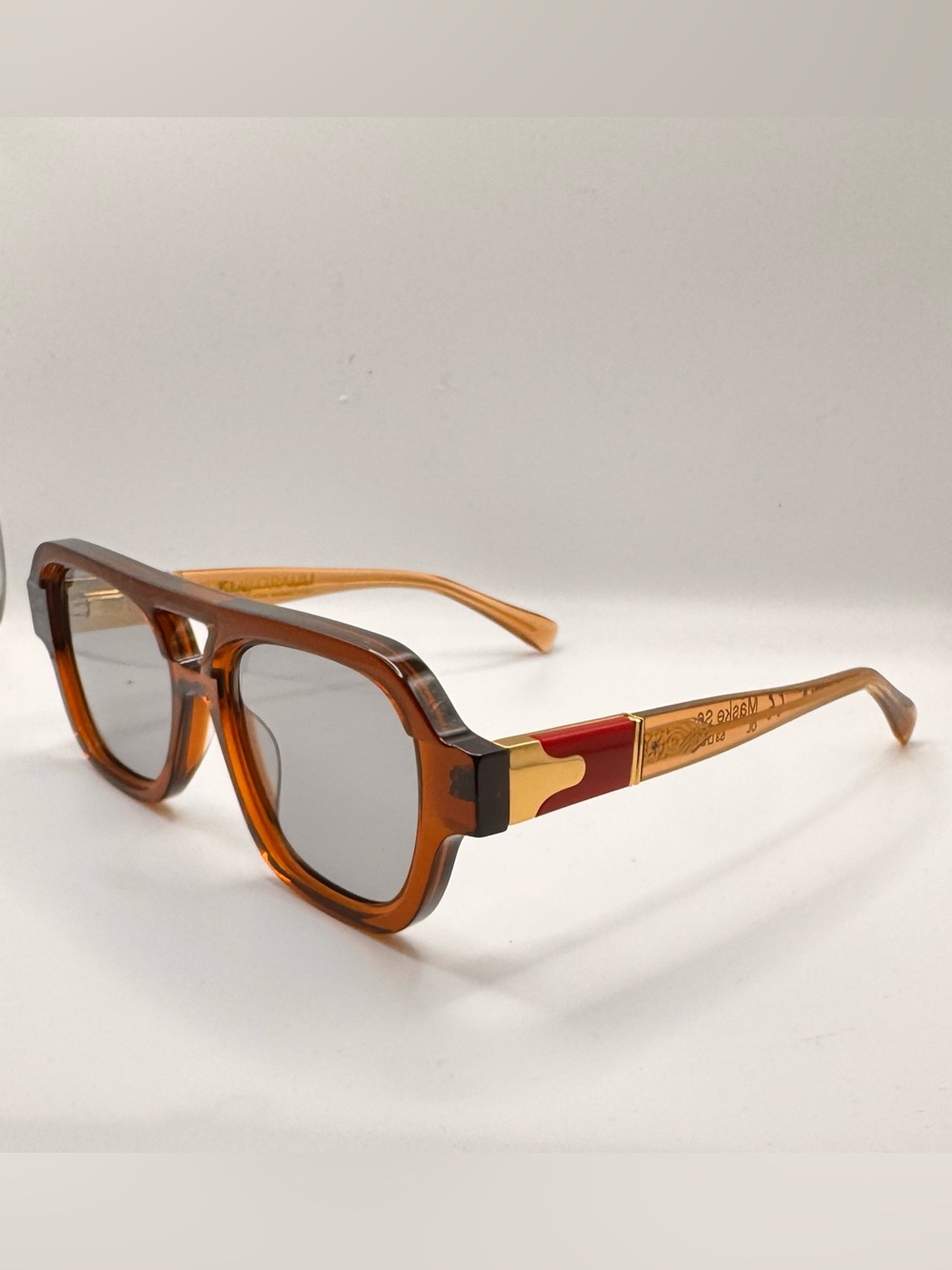 Kuboraum Maske S6 Amber Gold Rectangular Sunglasses 53□20 Handmade Italy - Picture 2 of 6